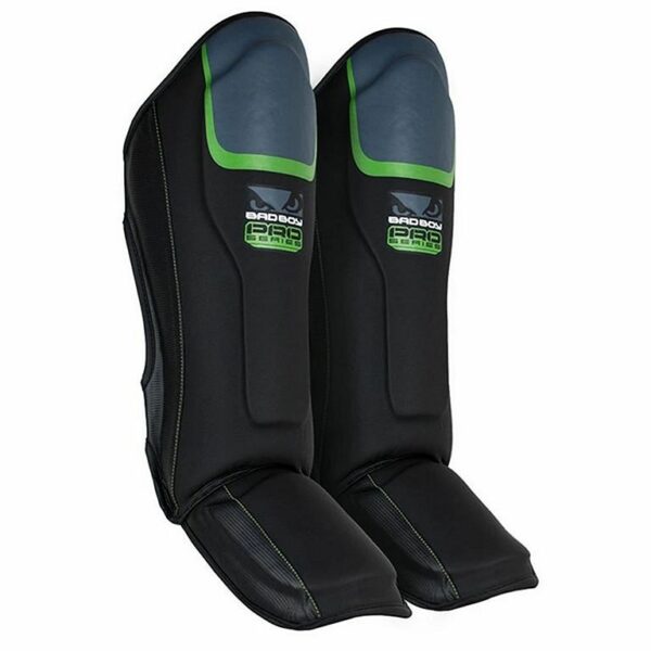 Bad Boy Pro Series 3.0 Thai Shin Guards Negro-Verde espinillera cuero natural