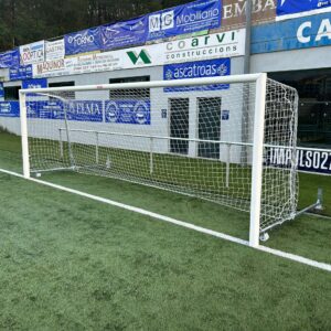 JUEGO PORTERÍAS ALUMINIO FÚTBOL 7 90 MM ABATIBLES CON ARQUILLOS CINCADO PORTES GRATISS