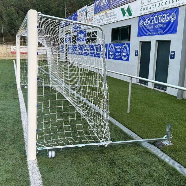 JUEGO PORTERÍAS ALUMINIO FÚTBOL 7 90 MM ABATIBLES CON ARQUILLOS CINCADO PORTES GRATISS - Imagen 5