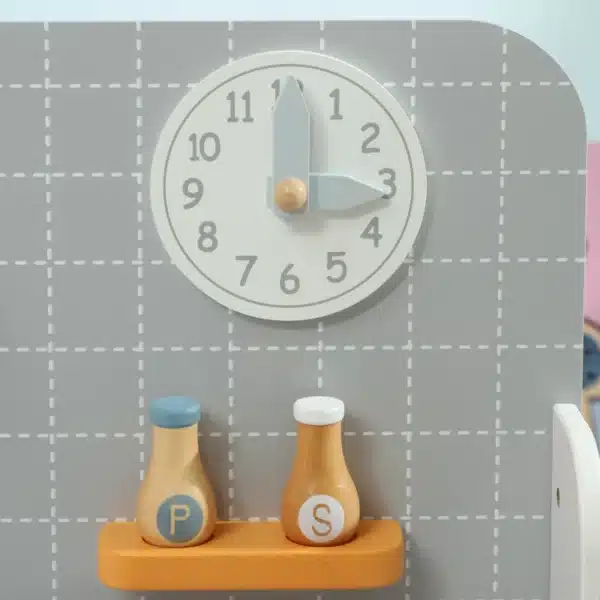 Cocinita Infantil Cocinita de Madera Infantil con Sonido Fogón Horno Grifo Fregadero y Accesorios de Cocina Gris - Imagen 4