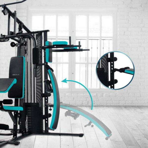 Drumfit HomeGym 2000 Double Multiestación de entrenamiento multifuncional. 2 estaciones. Bloque de pesas total de 65 Kg. Full-Body Workout. Con almohadillas acolchadas. Ajustable. Mancuernas de 1.5 Kg. Peso máximo de 150 kg y altura máxima 185 cm - Imagen 4