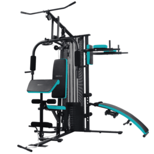 Drumfit HomeGym 2000 Double Multiestación de entrenamiento multifuncional. 2 estaciones. Bloque de pesas total de 65 Kg. Full-Body Workout. Con almohadillas acolchadas. Ajustable. Mancuernas de 1.5 Kg. Peso máximo de 150 kg y altura máxima 185 cm