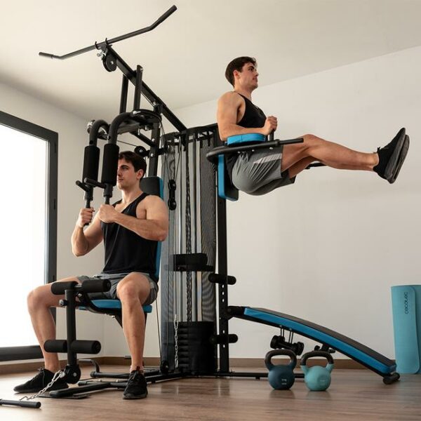 Drumfit HomeGym 2000 Double Multiestación de entrenamiento multifuncional. 2 estaciones. Bloque de pesas total de 65 Kg. Full-Body Workout. Con almohadillas acolchadas. Ajustable. Mancuernas de 1.5 Kg. Peso máximo de 150 kg y altura máxima 185 cm - Imagen 5