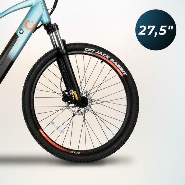 Mountain Ventus Bicicleta eléctrica de montaña 27,5", con 90Km de autonomía , suspensión delantera, cambio Shimano 24 velocidades y doble disco de freno hidráulico - Imagen 7