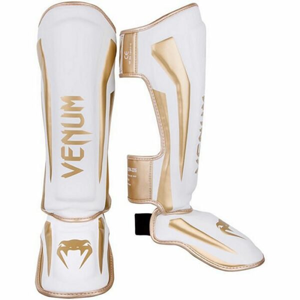 Venum Elite Standup Shinguards Blanco-Oro ESPINILLERA