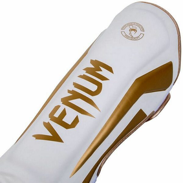 Venum Elite Standup Shinguards Blanco-Oro ESPINILLERA - Imagen 4