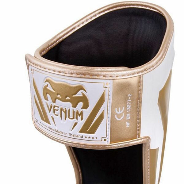 Venum Elite Standup Shinguards Blanco-Oro ESPINILLERA - Imagen 3