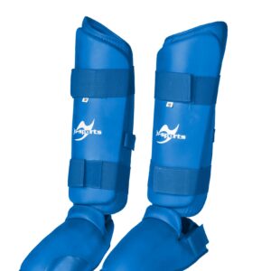 ESPINILLERAS KARATE CON EMPEINE AZUL JUSPORTS