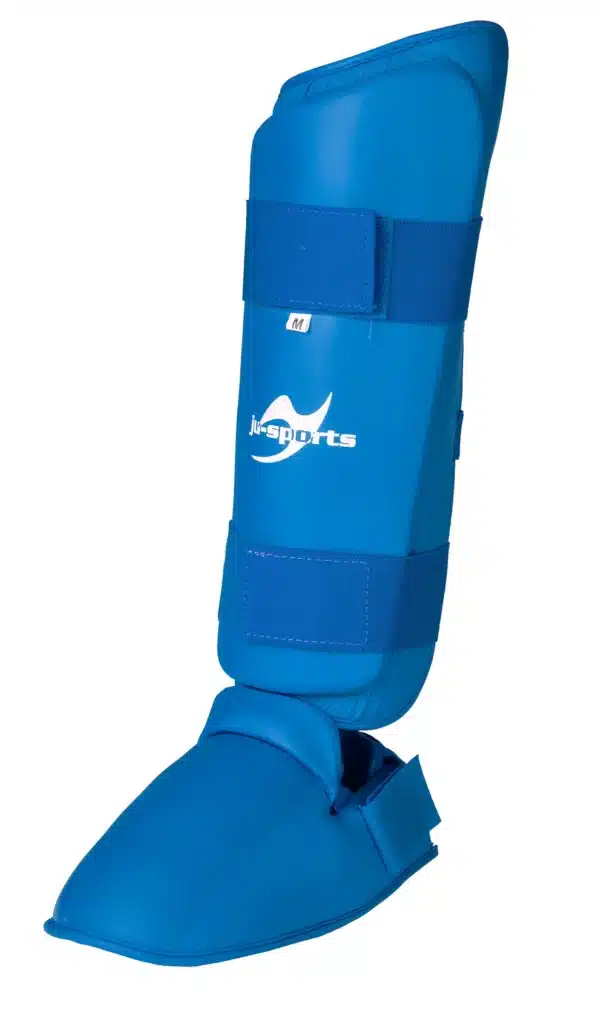 ESPINILLERAS KARATE CON EMPEINE AZUL JUSPORTS - Imagen 4