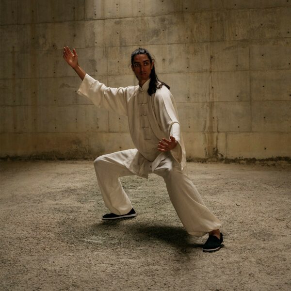 Chaqueta Kung Fu Lino gris - Imagen 2