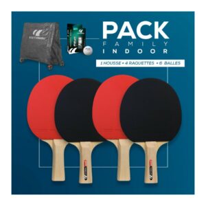 CORNILLEAU Family Pack Indoor CONSTA 4 RAQUETAS,BOLAS Y FUNDA MESA INTERIOR,PING PONG