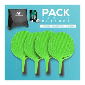 CORNILLEAU Family Pack Outdoor PALAS PING PONG CONSTA 4 PALAS,PELOTAS Y FUNDA DE MESA EXTERIOR