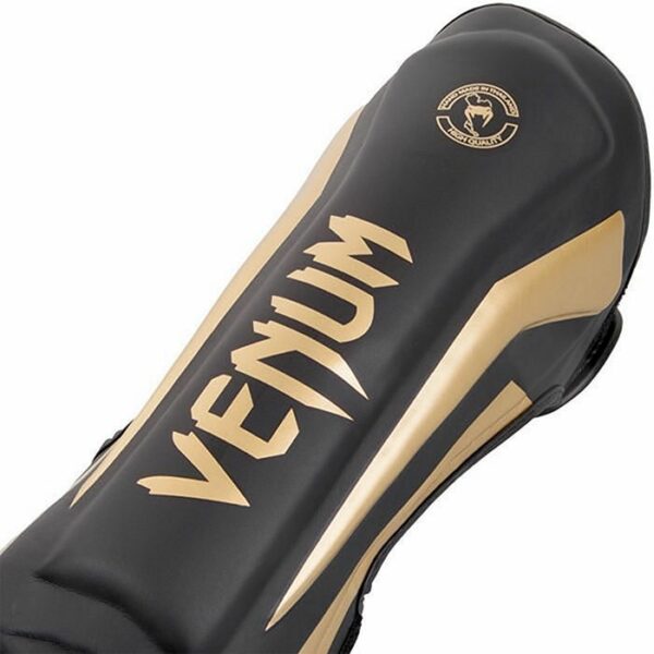 Venum Elite Standup Shinguards Negro-Oro ESPINILLERA - Imagen 4