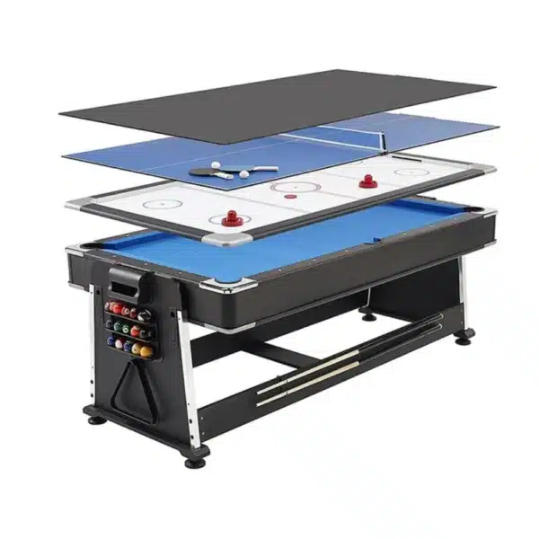 Multijuego giratorio 4 en 1 Olimpus – Tapete Azul (Billar, Air Hockey – Ping-Pong, Mesa comedor) - Imagen 4