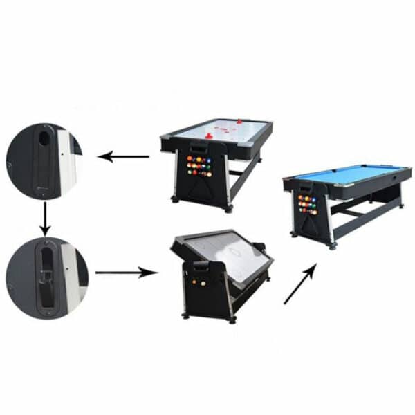 Multijuego giratorio 4 en 1 Olimpus – Tapete Azul (Billar, Air Hockey – Ping-Pong, Mesa comedor) - Imagen 3