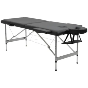 Camilla de Masaje Plegable con Altura Ajustable en 7 Posiciones Reposacabezas y Apoyabrazos 186x71x62-83 cm Negro
