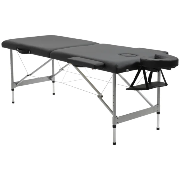 Camilla de Masaje Plegable con Altura Ajustable en 7 Posiciones Reposacabezas y Apoyabrazos 186x71x62-83 cm Negro