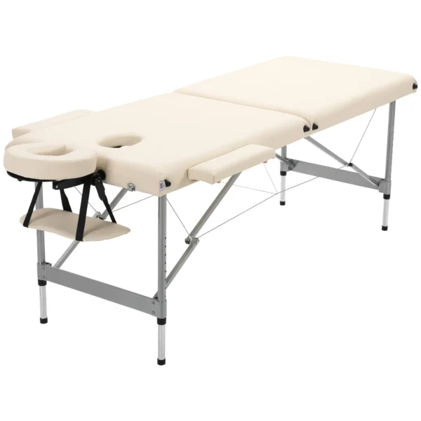 Camilla de Masaje Plegable con Altura Ajustable en 7 Posiciones Reposacabezas y Apoyabrazos 186x71x62-83 cm Beige - Imagen 2