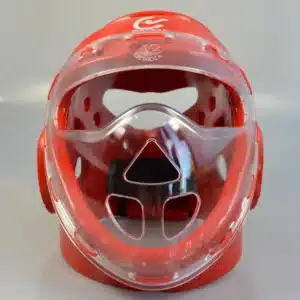 CASCO WACOKU CON MÁSCARA - ROJO/AZUL/BLANCO TAEKWONDO