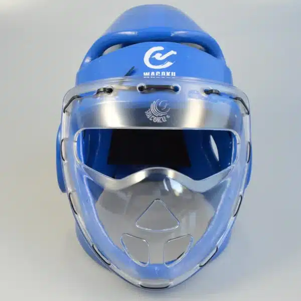 CASCO WACOKU CON MÁSCARA - ROJO/AZUL/BLANCO TAEKWONDO - Imagen 4