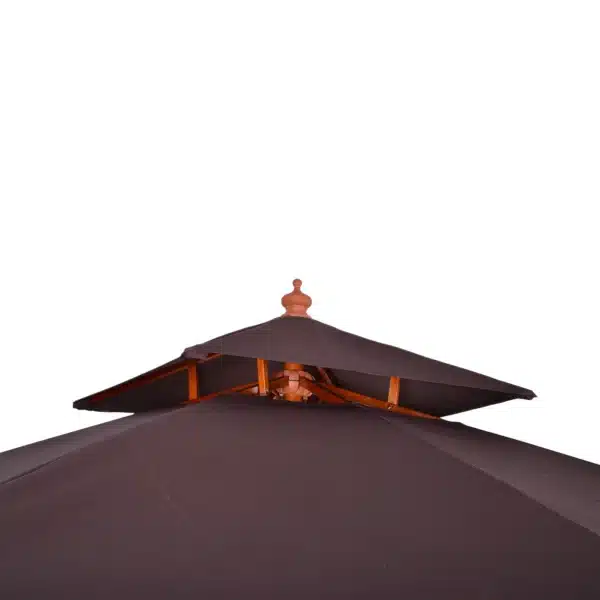 Sombrilla de Jardín 3x3x3 m con Doble Techo Sistema de Polea Impermeable para Terraza Balcón Exterior Marrón - Imagen 4