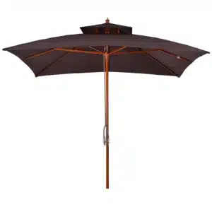 Sombrilla de Jardín 3x3x3 m con Doble Techo Sistema de Polea Impermeable para Terraza Balcón Exterior Marrón