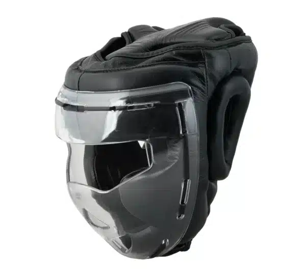 CASCO NEGRO CON PANTALLA JUSPORTS BOXEO KARATE
