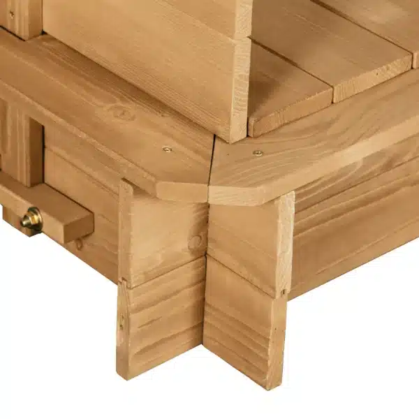 Arenero Infantil con Toldo Ajustable en Altura 2 Bancos y Respaldos Desmontables para Patio 106x106x115 cm Natural - Imagen 4