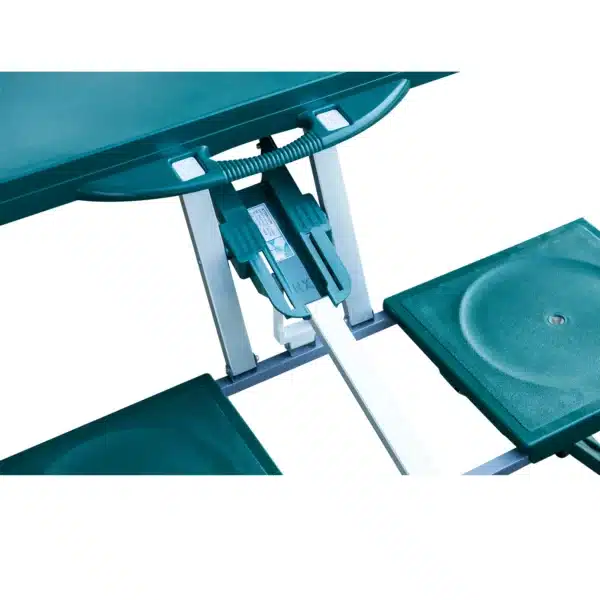 Mesa Maleta de Camping Plegable Portátil 4 Asientos y Agujero Sombrilla Estructura Aluminio Playa Picnic 135.5x84.5x66cm (Verde) - Imagen 3