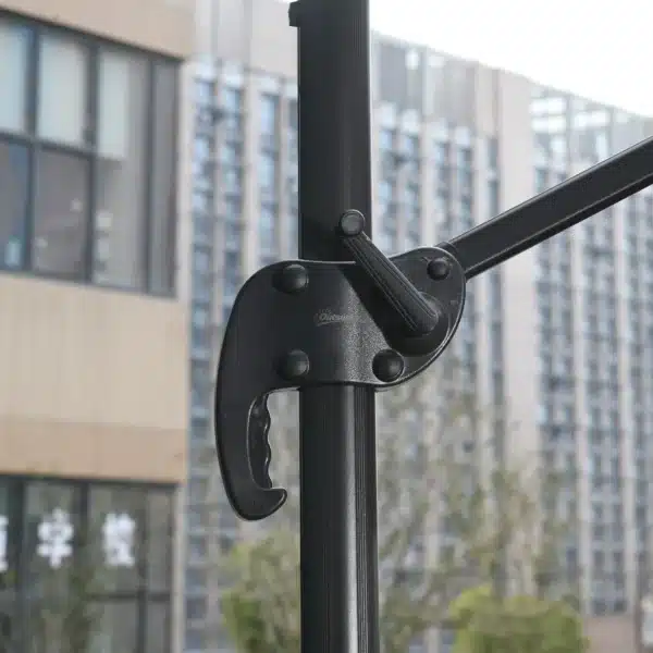 Parasol Sombrilla de Jardín Ø300 cm de Diámetro con Manivela y Poste Giratorio 360° Techo Inclinable en 6 Posiciones Base Cruzada Incluida Rojo - Imagen 2