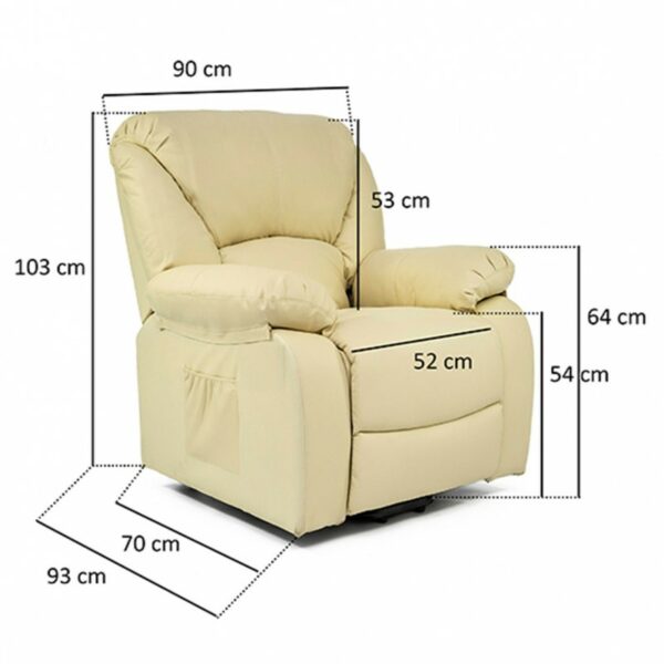 ECODE® Sillón de Masaje Levantapersonas, Reclinación Eléctrica 160º, Función Calor, Programas Auto, Vibro Ondulación, A++ Marrón ECO-8590UP M - Imagen 3