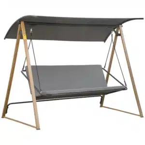 Columpio Balancín de Jardín de 3 Plazas con Techo Ajustable Asiento Acolchado 224x133x173 cm Gris
