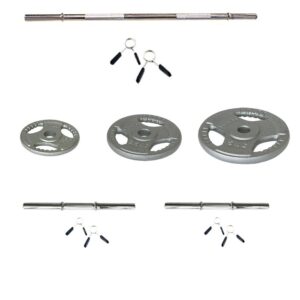 Kit de barra de 1.80m, mancuernas y discos de pesas