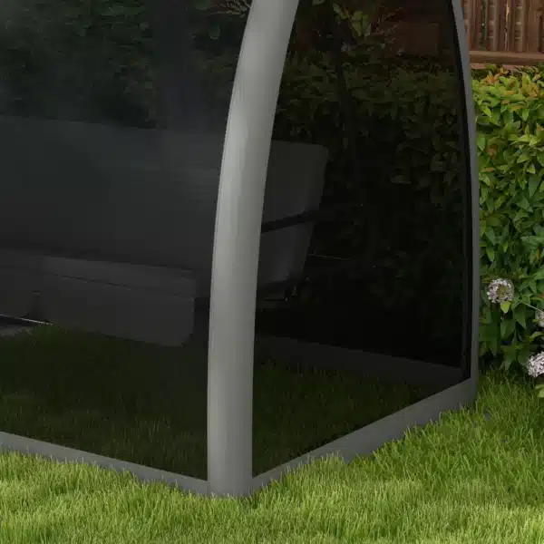 Balancín de Jardín de 3 Plazas Convertible en Cama Columpio con Mosquitera Estructura de Metal 240x140x197 cm Gris - Imagen 3