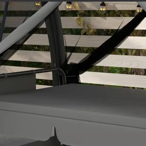 Balancín de Jardín de 3 Plazas Convertible en Cama Columpio con Mosquitera Estructura de Metal 240x140x197 cm Gris - Imagen 4