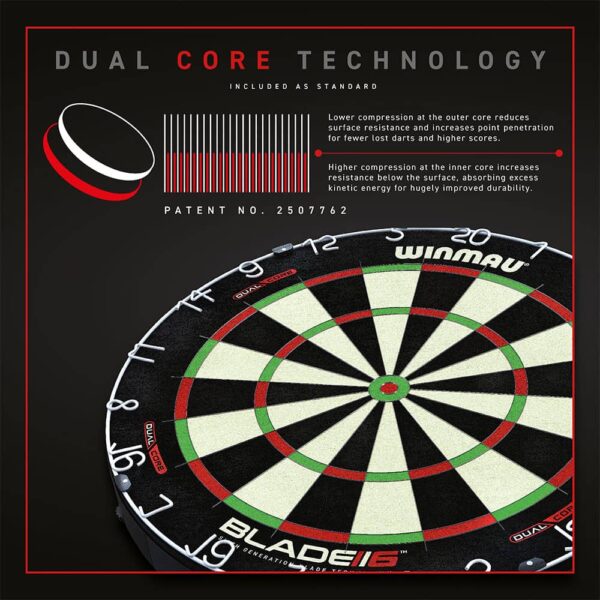 Diana Winmau Blade 6 Dual Core Dartboard 3031.punta de acero - Imagen 7