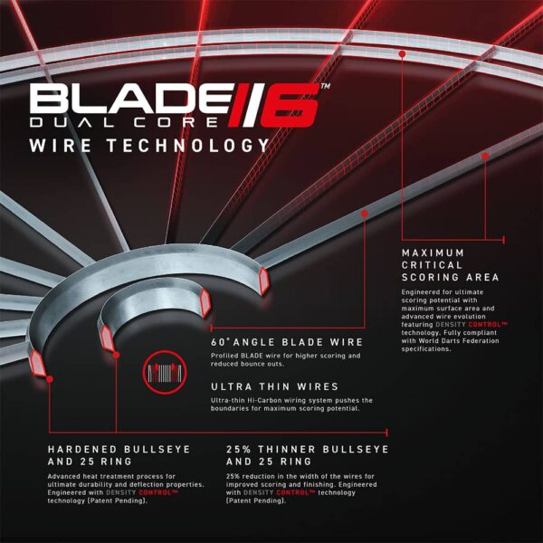 Diana Winmau Blade 6 Dual Core Dartboard 3031.punta de acero - Imagen 6