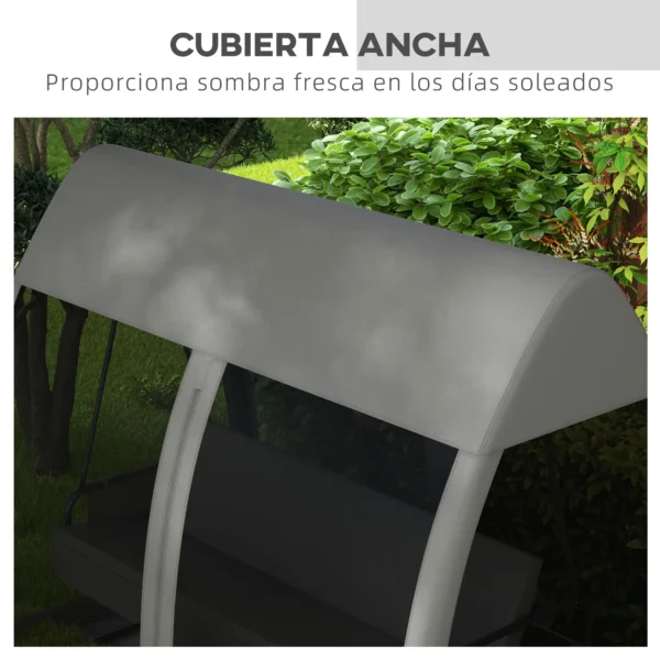 Balancín de Jardín de 3 Plazas Convertible en Cama Columpio con Mosquitera Estructura de Metal 240x140x197 cm Gris - Imagen 6