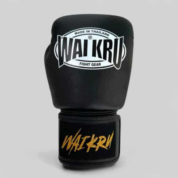 Wai Kru Muay Thai Gloves Semi Leather BG-1 Negro GUANTES - Imagen 2