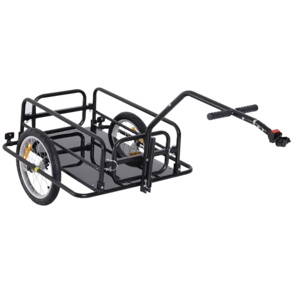 Remolque de Carga para Bicicleta Plegable con 2 Ruedas Reflectores Seguros Carga 40 kg 155x71,5x77 cm Negro