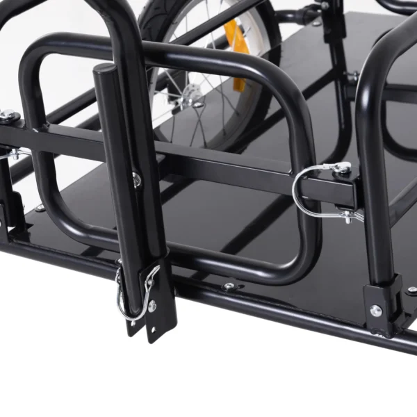 Remolque de Carga para Bicicleta Plegable con 2 Ruedas Reflectores Seguros Carga 40 kg 155x71,5x77 cm Negro - Imagen 4