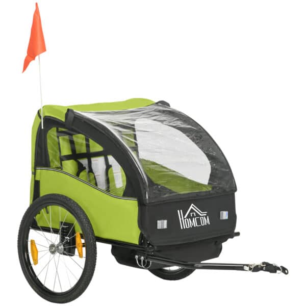 Remolque de Bicicleta para Niños +18 Meses con Cinturón de Seguridad Sistema de Amortiguador Azul/VERDE/ROJO 140x88x90 cm (LxANxAL) 40kg - Imagen 15