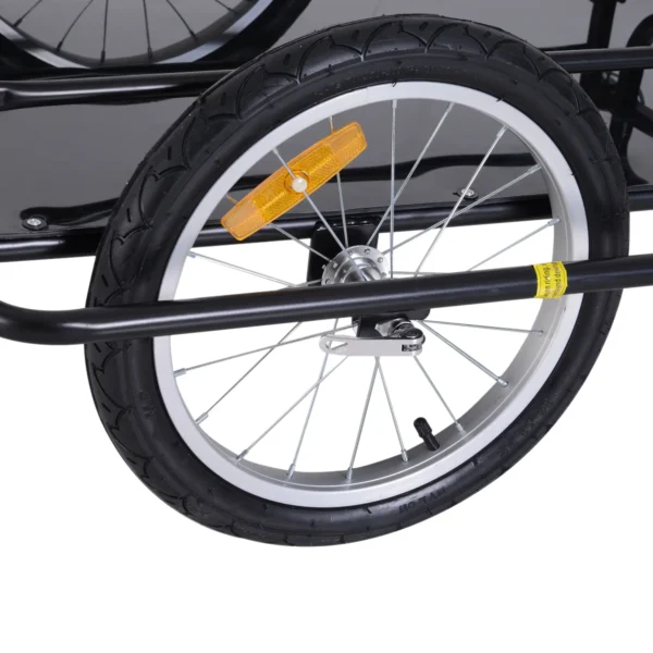 Remolque de Carga para Bicicleta Plegable con 2 Ruedas Reflectores Seguros Carga 40 kg 155x71,5x77 cm Negro - Imagen 3