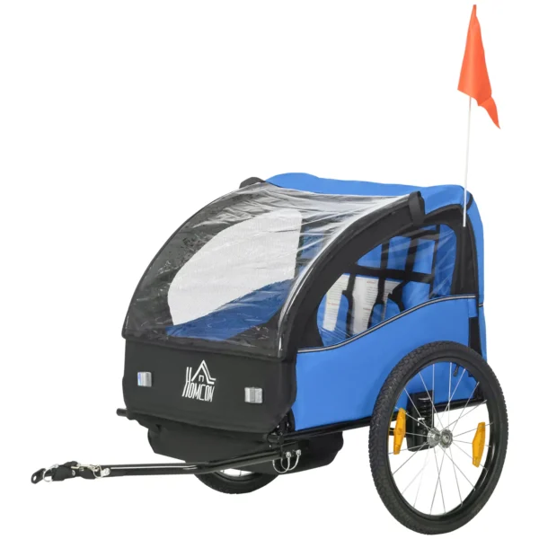 Remolque de Bicicleta para Niños +18 Meses con Cinturón de Seguridad Sistema de Amortiguador Azul/VERDE/ROJO 140x88x90 cm (LxANxAL) 40kg - Imagen 2