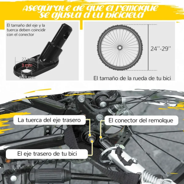 Remolque de Bicicleta para Niños +18 Meses con Cinturón de Seguridad Sistema de Amortiguador Azul/VERDE/ROJO 140x88x90 cm (LxANxAL) 40kg - Imagen 4
