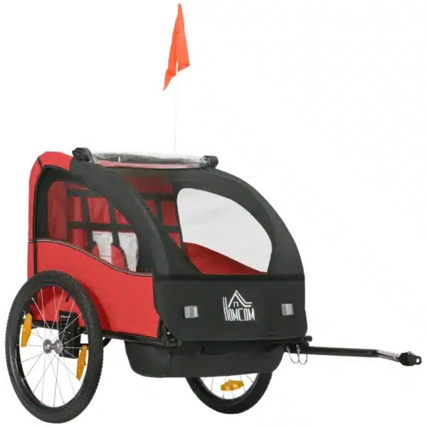 Remolque de Bicicleta para Niños +18 Meses con Cinturón de Seguridad Sistema de Amortiguador 140x88x90 cm Rojo - Imagen 11