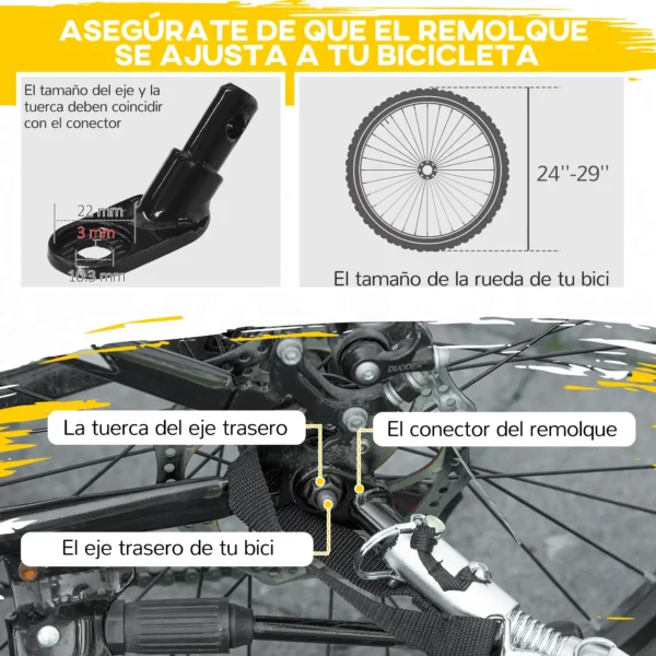 Remolque de Bicicleta para Niños +18 Meses con Cinturón de Seguridad Sistema de Amortiguador 140x88x90 cm Verde varga 40 kg - Imagen 4