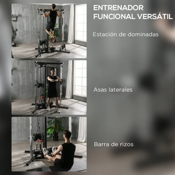 Máquina de Multiestación Musculación Entrenamiento Carga 120 kg 170x139x200 cm Negro - Imagen 8