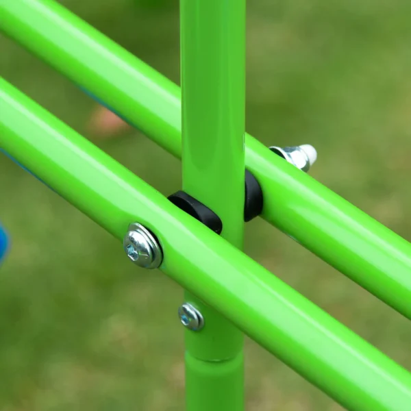 Juego de Columpios de Jardín de Metal con Altura Ajustable 2 Columpios y Balancín 280x140x178 cm Verde y Azul - Imagen 4