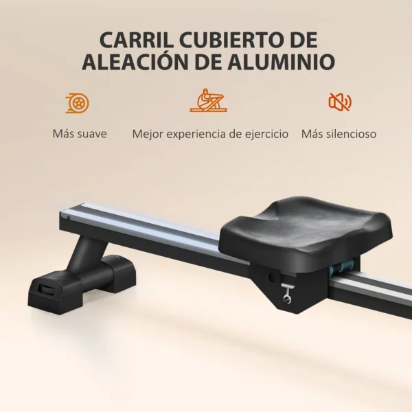 Máquina de Remo para Casa Plegable con 6 Niveles de Resistencia al Agua Pantalla LCD Ruedas Negro - Imagen 5